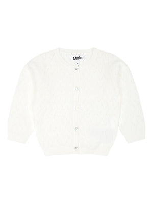 Cardigan per neonata Molo bianco in maglia con scollo rotondo