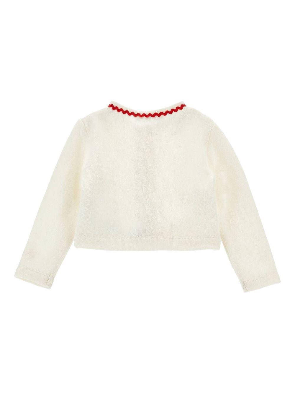 Cardigan per neonata Monnalisa bianco con applicazione con cuore - Rubino Kids
