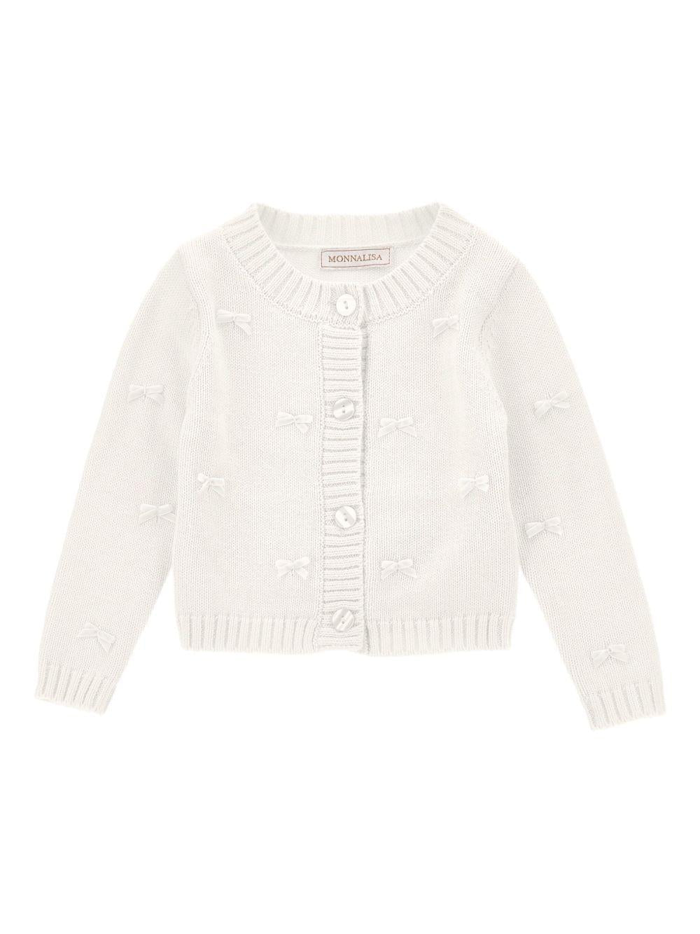 Cardigan per neonata Monnalisa bianco con fiocco - Rubino Kids