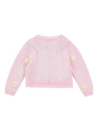 Cardigan per neonata Monnalisa rosa con decorazione con margherite - Rubino Kids