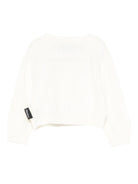 Cardigan per neonata Moschino Kids bianco con applicazione Teddy Bear - Rubino Kids