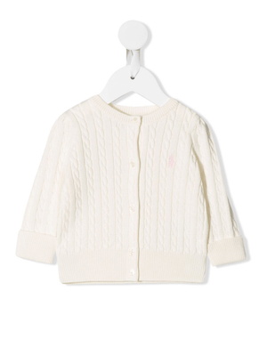 Cardigan per neonata Polo Ralph Lauren Kids bianco con logo ricamato