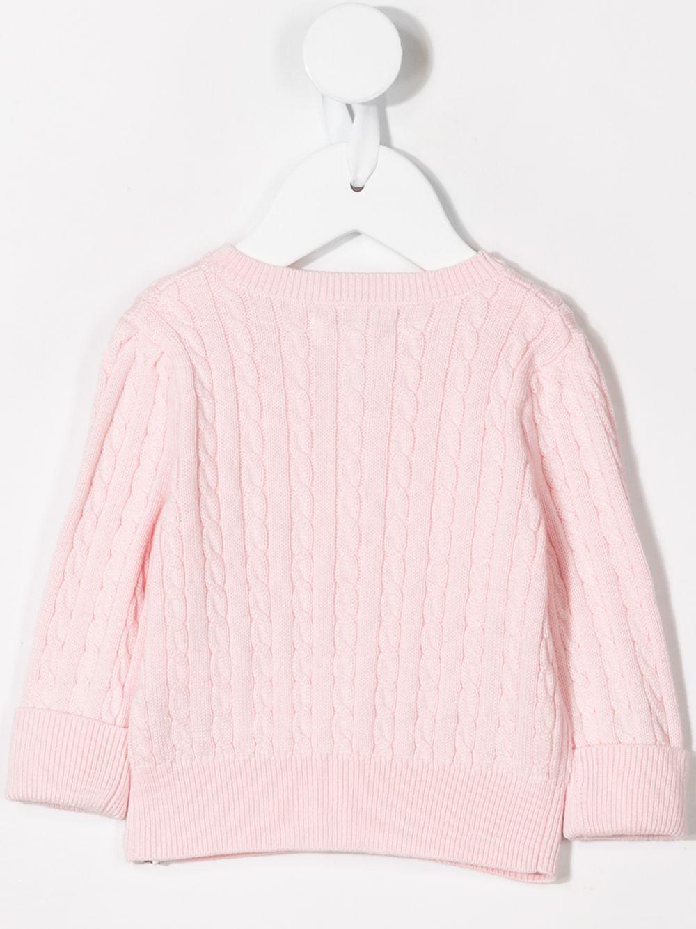 Cardigan per neonata POLO RALPH LAUREN KIDS rosa con ricamo Polo Pony - Rubino Kids