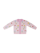 Cardigan per neonata Stella McCartney Kids rosa con ricamo fiori - Rubino Kids