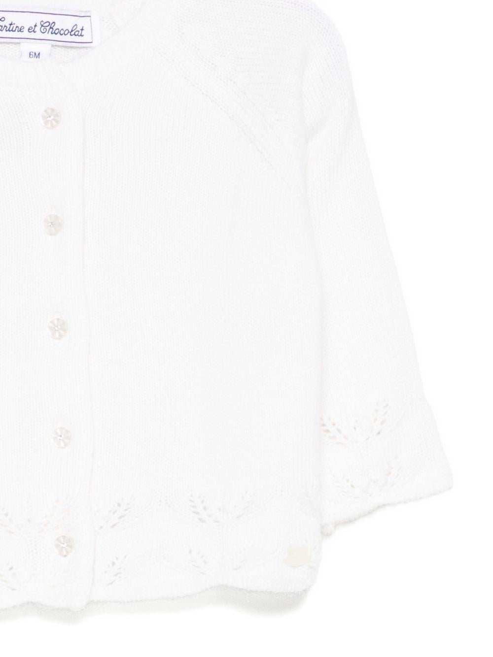 Cardigan per neonata Tartine Et Chocolat bianco con dettagli ricamati - Rubino Kids