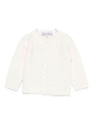 Cardigan per neonata Tartine Et Chocolat bianco con motivo a occhielli