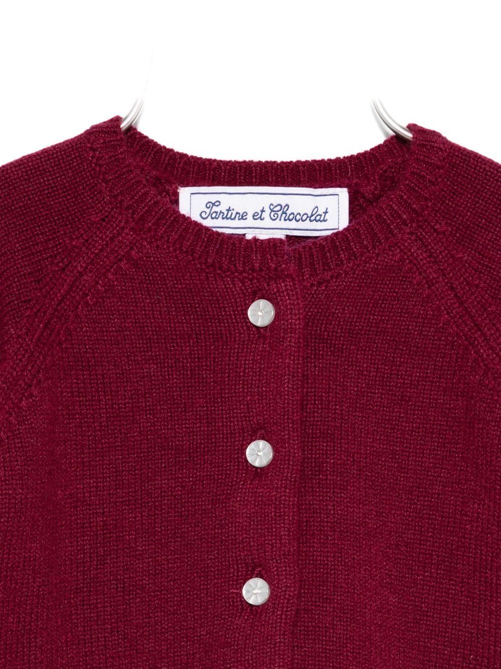 Cardigan per neonata Tartine Et Chocolat rosso con dettaglio ricamato - Rubino Kids