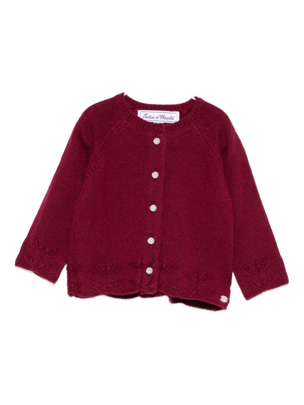 Cardigan per neonata Tartine Et Chocolat rosso con dettaglio ricamato - Rubino Kids