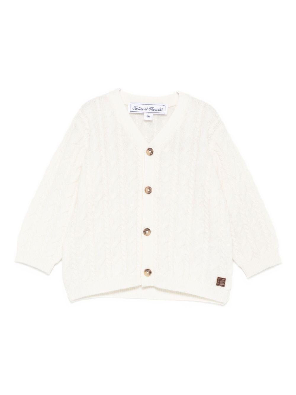Cardigan per neonata Tartine Et Chocolate bianco con chiusura frontale con bottoni - Rubino Kids