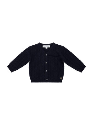 Tartine Et Chocolate baby girl cardigan in blue with front button fastening