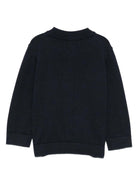 Cardigan per neonato Emporio Armani Kids blu con placca logo - Rubino Kids