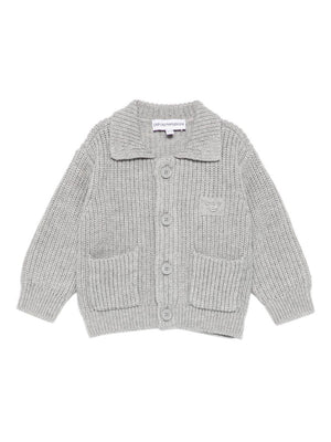 Emporio Armani Kids gray baby cardigan with patch pocket