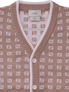 Cardigan per neonato Fendi Kids beige con logo FF all - over - Rubino Kids