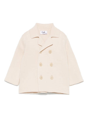 Cardigan per neonato Il Gufo beige con chiusura doppiopetto in cotone