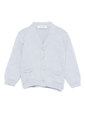 Cardigan per neonato Jesurum Baby azzurro con due tasche applicate sul davanti