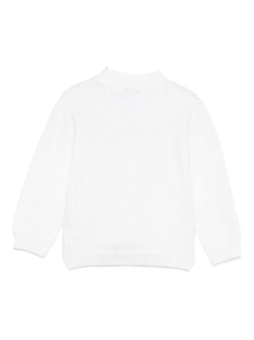 Cardigan per neonato Jesurum Baby bianco con due tasche applicate sul davanti - Rubino Kids