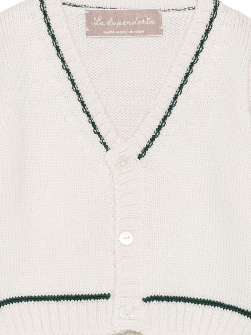 Cardigan per neonato La Stupenderia bianco con scollo a V - Rubino Kids