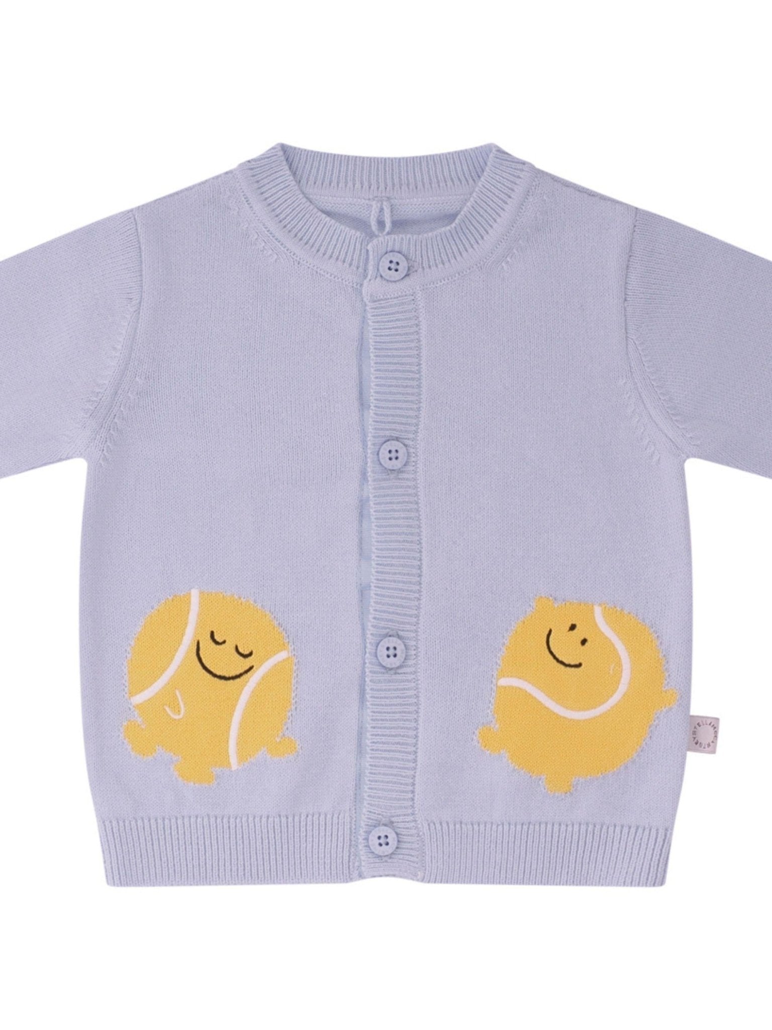 Cardigan per neonato Stella McCartney Kids azzurro con ricamo palle da tennis - Rubino Kids