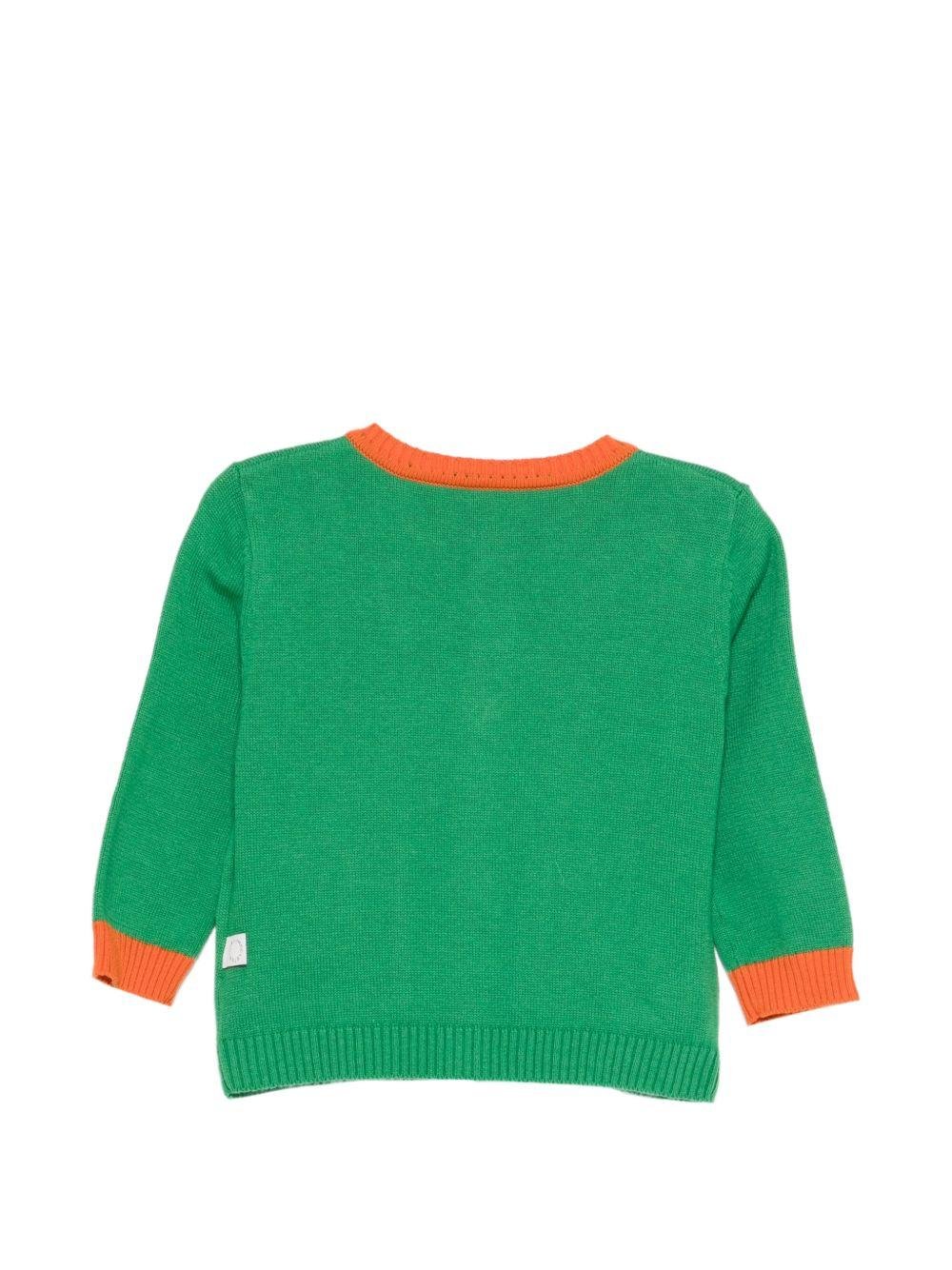 Cardigan per neonato Stella McCartney Kids verde con ricamo palline da tennis e basket - Rubino Kids