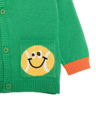 Cardigan per neonato Stella McCartney Kids verde con ricamo palline da tennis e basket - Rubino Kids