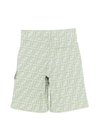Cargo corti per bambino Fendi Kids verde con logo all - over - Rubino Kids