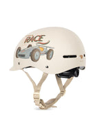 Casco Race per bambino Konges Sløjd bianco con stampa macchina da corsa - Rubino Kids
