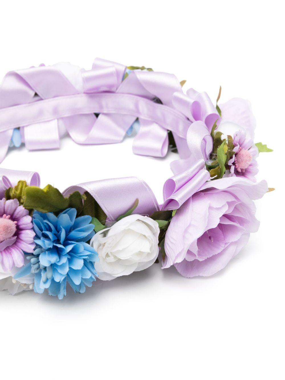 Cerchietto per bambina Colorichiari lilla con applicazione a fiori - Rubino Kids
