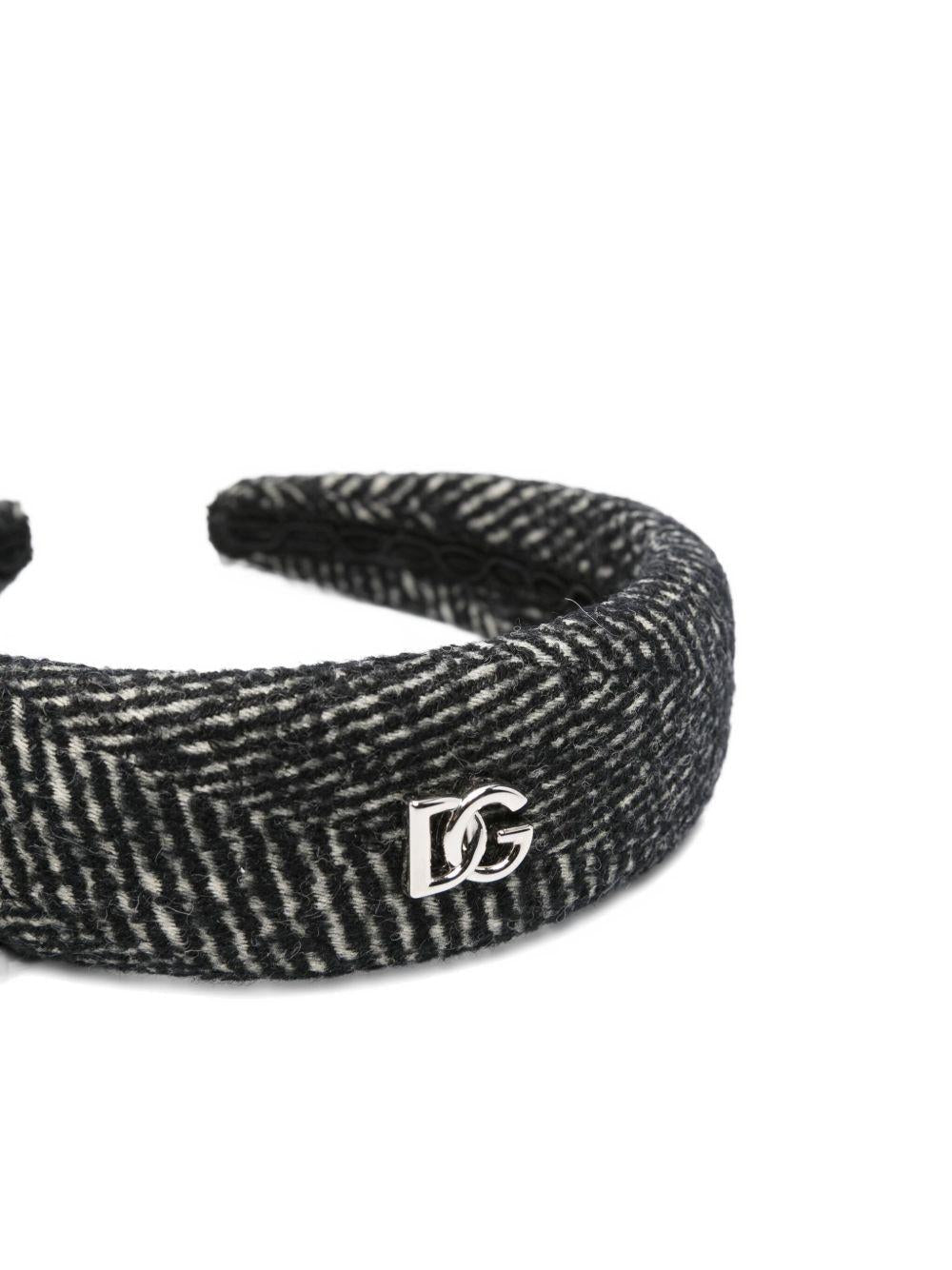 Cerchietto per bambina Dolce & Gabbana Kids nero con motivo pied - de - poule - Rubino Kids