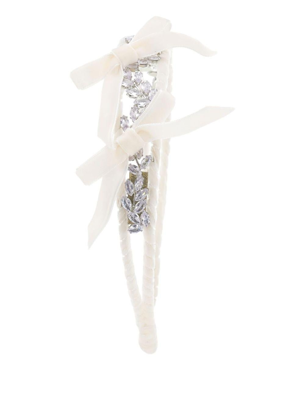 Cerchietto per bambina Monnalisa bianco con cristalli - Rubino Kids