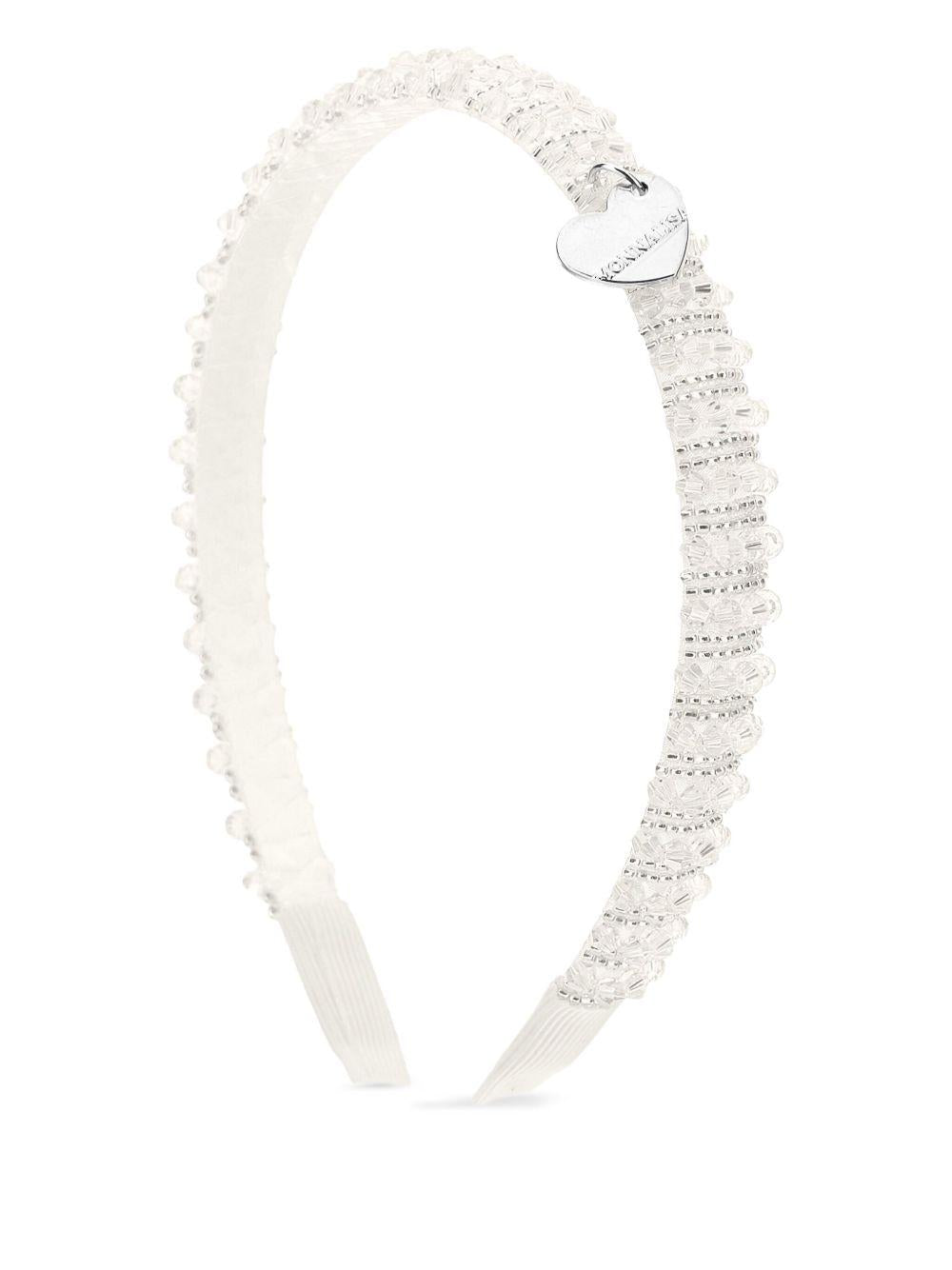 Cerchietto per bambina Monnalisa bianco con perline - Rubino Kids