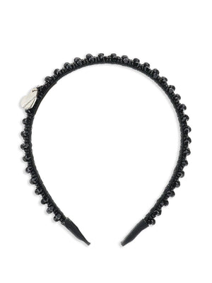 Monnalisa black headband for girls with beaded decoration