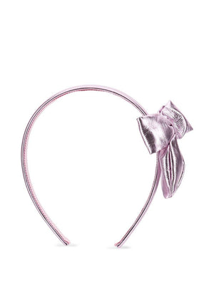 Monnalisa pink headband for girls with metallic bow