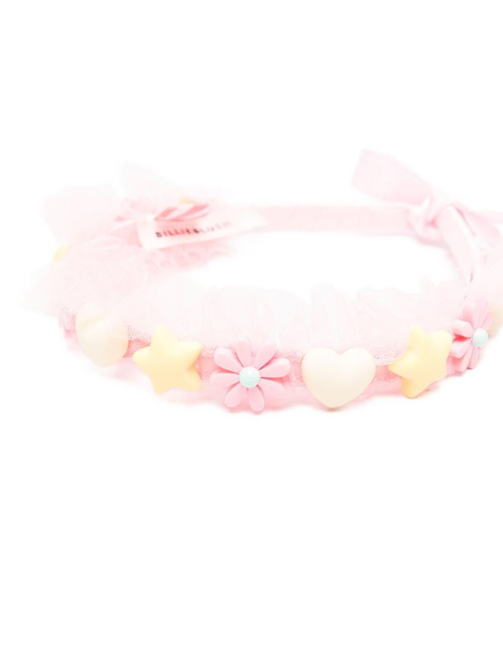 Cerchietto per capelli per bambina Billieblush rosa con applicazione fiori - Rubino Kids