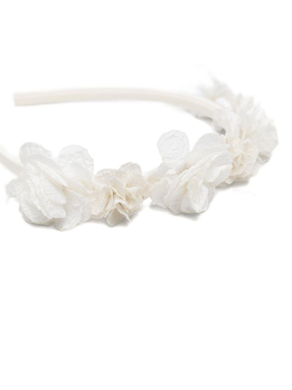 Cerchietto per capelli per bambina Mariella Ferrari bianco con applicazione a fiori - Rubino Kids