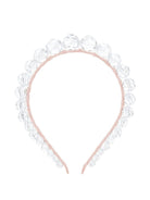 Cerchietto per capelli per bambina Monnalisa bianco con applicazione perline - Rubino Kids