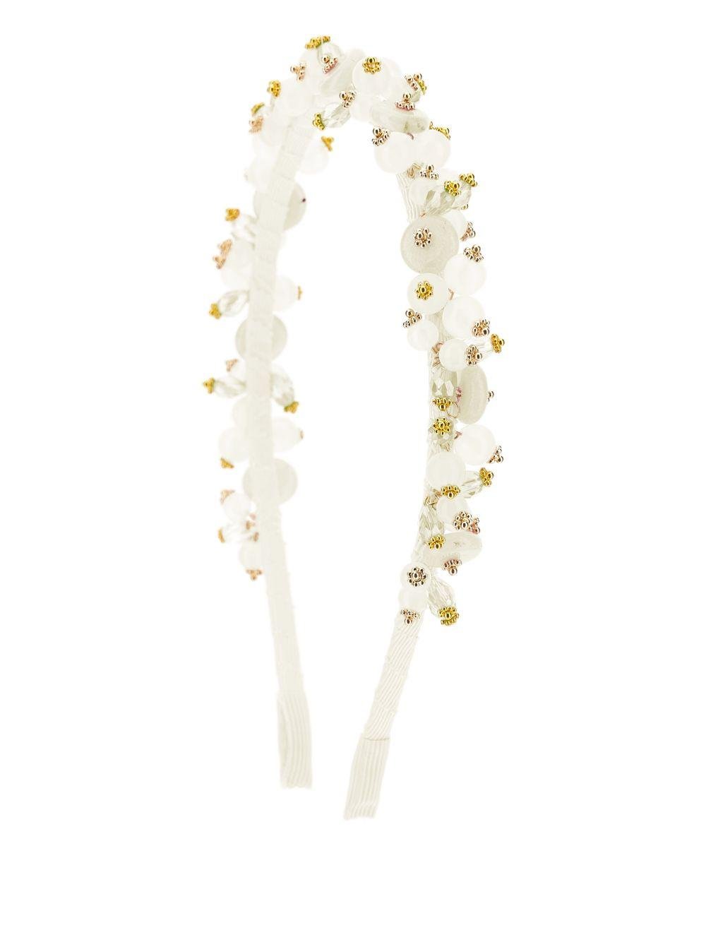 Cerchietto per capelli per bambina Monnalisa bianco con decorazione con perline - Rubino Kids