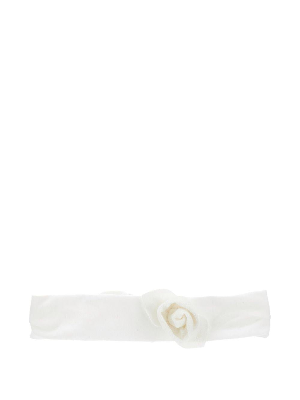 Cerchietto per neonata Monnalisa bianco con applicazione a fiori - Rubino Kids