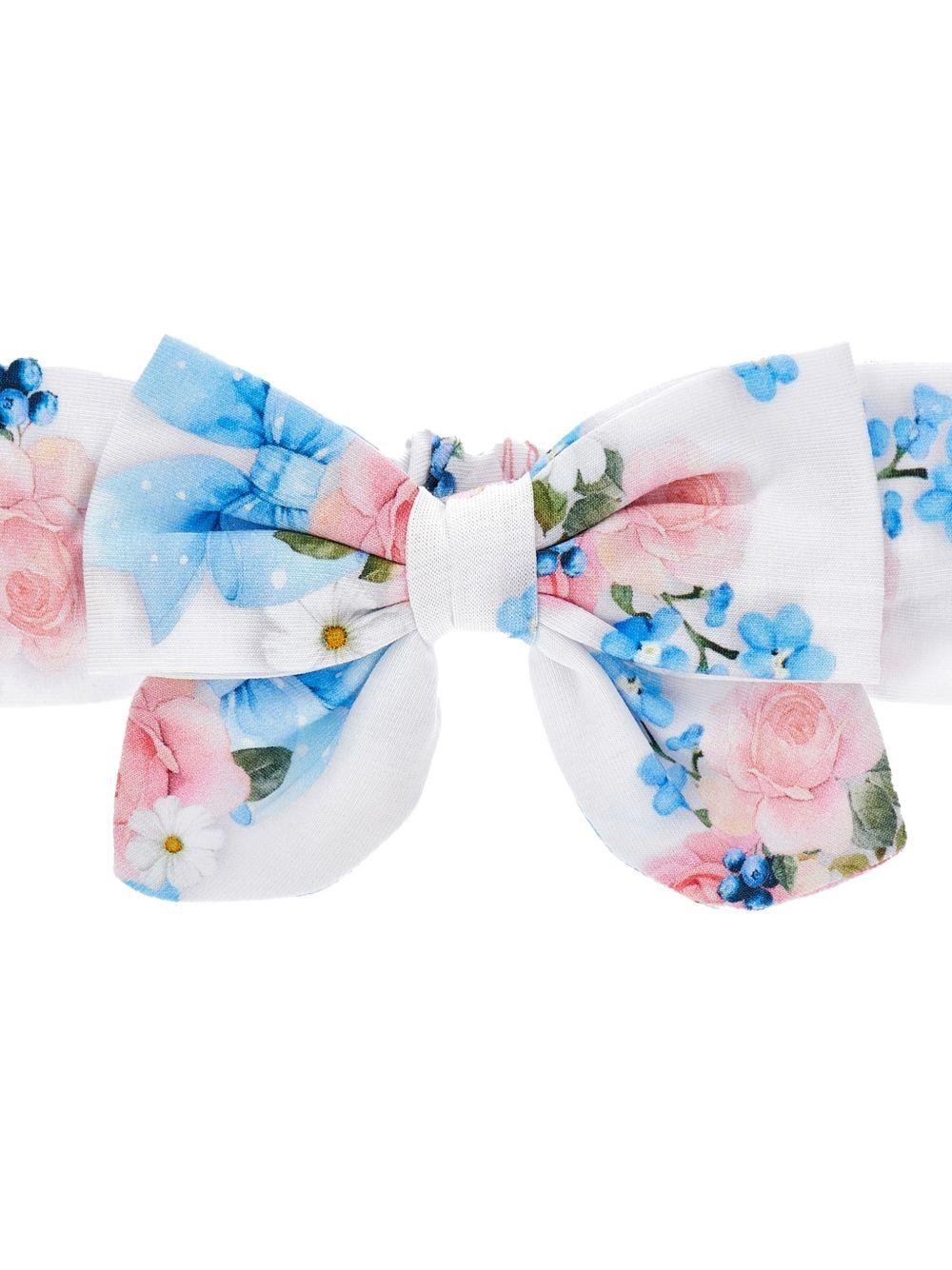 Cerchietto per neonata Monnalisa bianco con stampa fiori - Rubino Kids