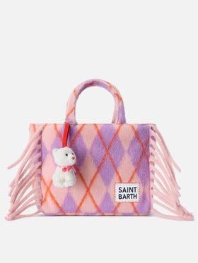 Charm con mini gattino peluche per bambini MC2 ST. Barth Kids bianco con laccio rosso - Rubino Kids