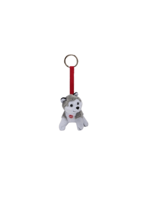 Charm con mini husky peluche per bambini MC2 ST. Barth Kids grigio con laccio rosso
