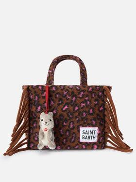 Charm con mini scoiattolo peluche per bambini MC2 ST. Barth Kids beige con dettaglio laccio rosso - Rubino Kids