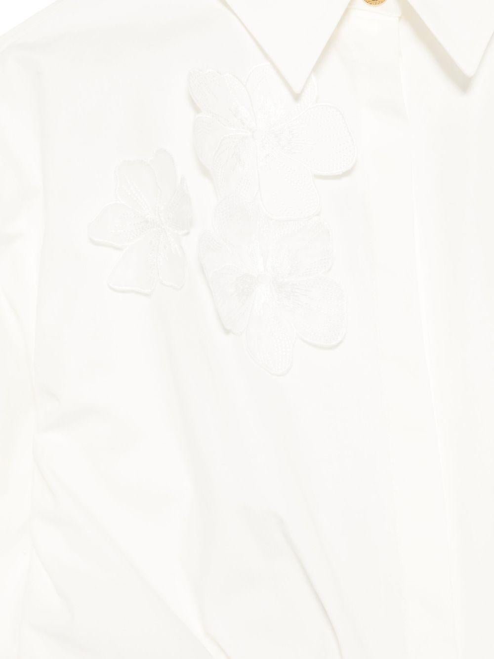 Chemisier per bambina Elisabetta Franchi La Mia Bambina bianco con applicazione a fiori - Rubino Kids