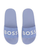 Ciabatte da bambino Boss Kids azzurre con logo - Rubino Kids