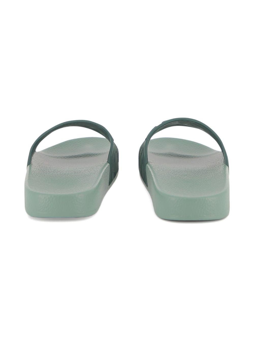 Ciabatte da bambino Boss Kids verde con logo - Rubino Kids