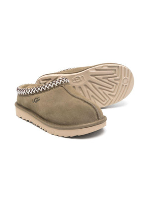 UGG Kids K Tasman II Slides for Girls in Brown with Engraved Side Logo