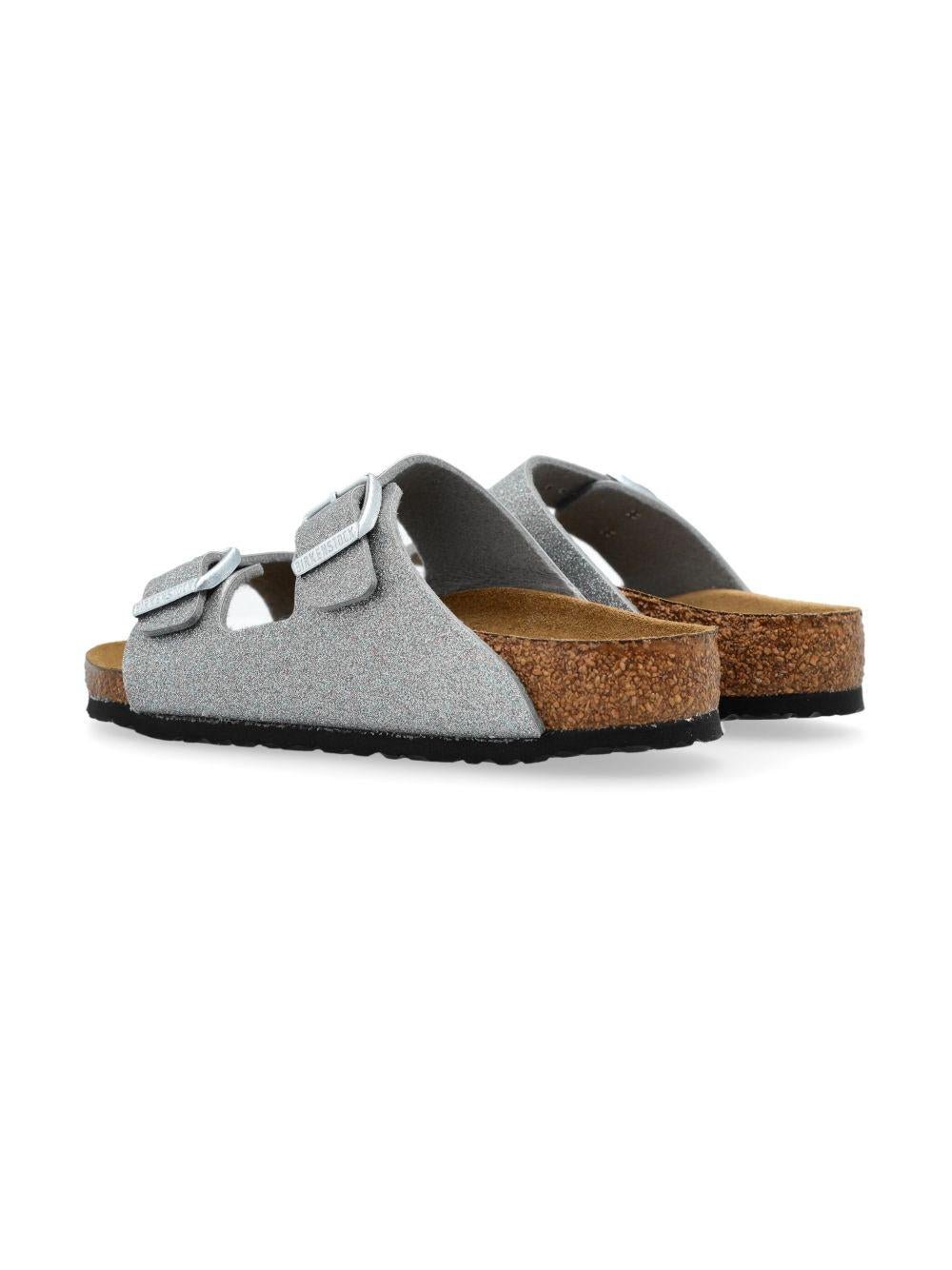 Ciabatte per bambina Birkenstock Kids Arizona argento con doppia chiusura con fibbia - Rubino Kids