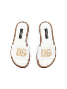 Ciabatte per bambina Dolce & Gabbana Kids bianca con logo color oro - Rubino Kids