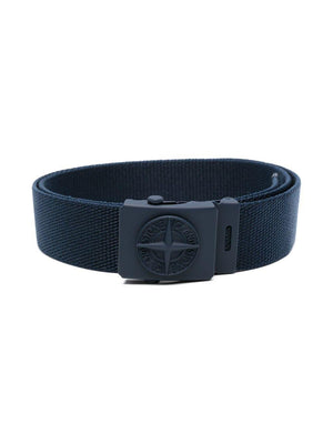 Stone Island Junior Blue Compass Buckle Belt for Kids with Adjustable Design