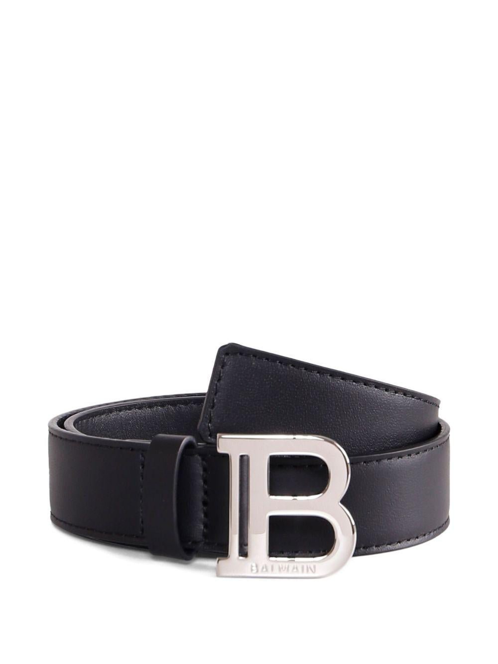 Cintura in pelle bambino Balmain Kids nera con placca logo - Rubino Kids
