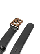 Cintura in pelle per bambina Pinko Kids nero con placca logo - Rubino Kids